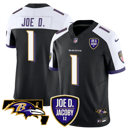 Men's Ravens Joe D & Jacoby Patch Vapor Limited Jersey - All Stitched