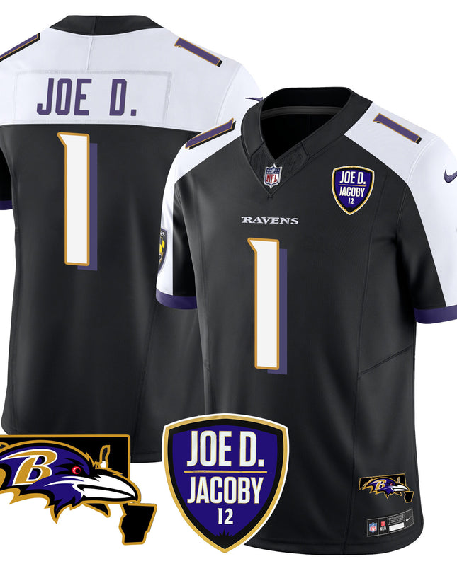 Men's Ravens Joe D & Jacoby Patch Vapor Limited Jersey - All Stitched