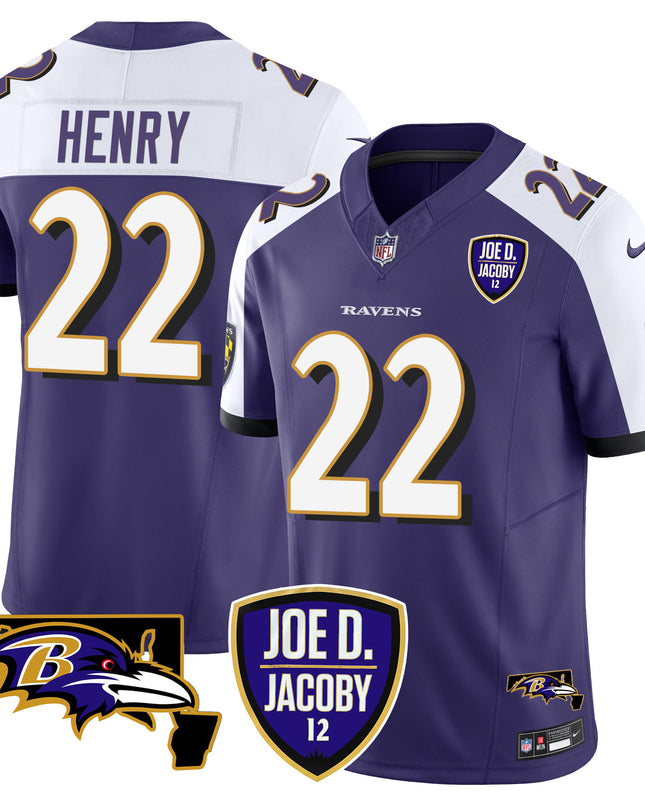 Men's Ravens Joe D & Jacoby Patch Vapor Limited Jersey - All Stitched