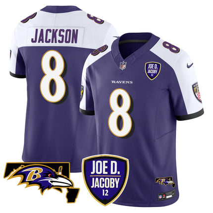 Men's Ravens Joe D & Jacoby Patch Vapor Limited Jersey - All Stitched