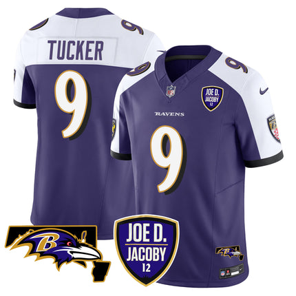 Men's Ravens Joe D & Jacoby Patch Vapor Limited Jersey - All Stitched