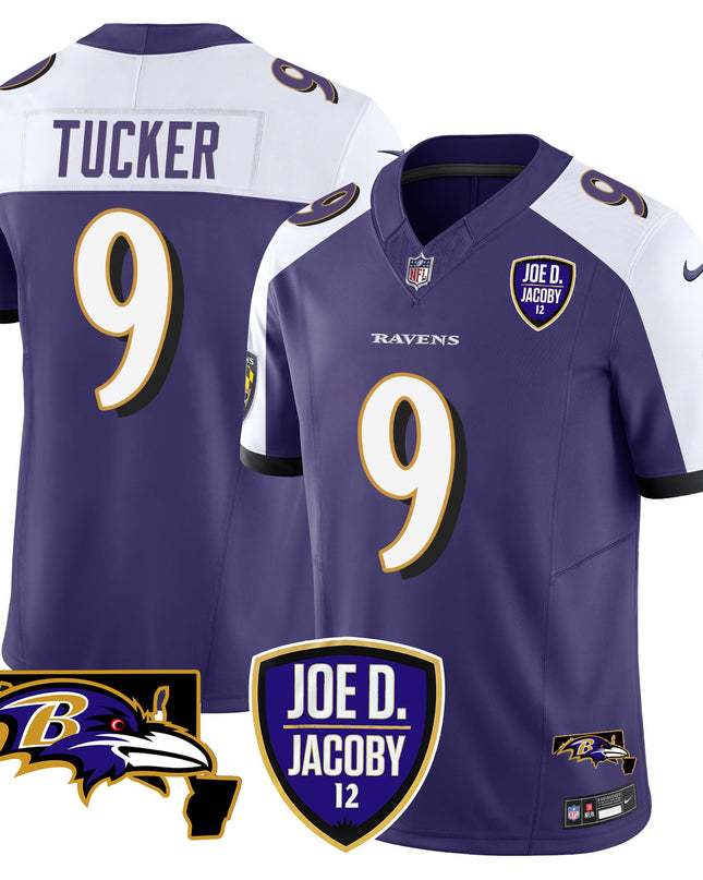 Men's Ravens Joe D & Jacoby Patch Vapor Limited Jersey - All Stitched