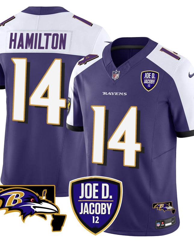 Men's Ravens Joe D & Jacoby Patch Vapor Limited Jersey - All Stitched