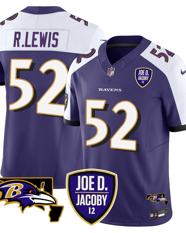 Men's Ravens Joe D & Jacoby Patch Vapor Limited Jersey - All Stitched