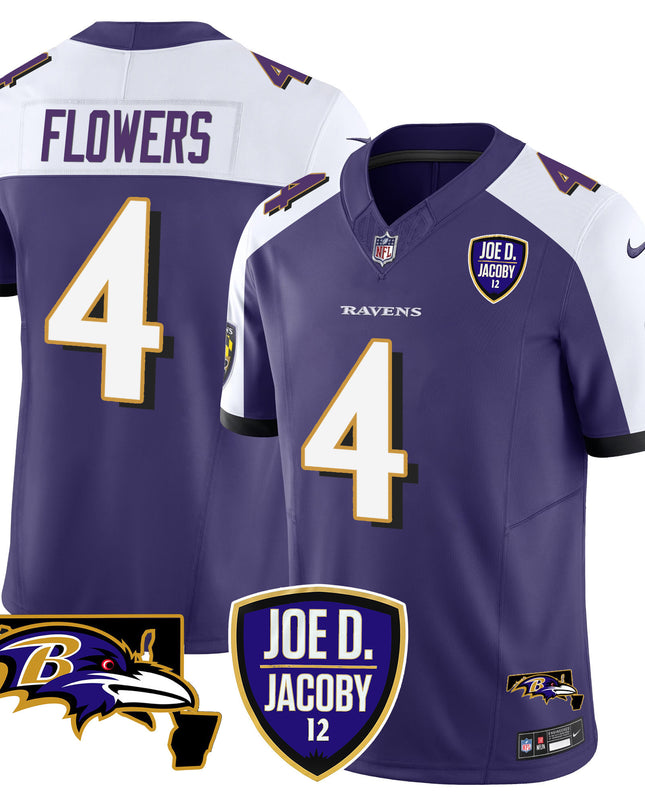 Men's Ravens Joe D & Jacoby Patch Vapor Limited Jersey - All Stitched