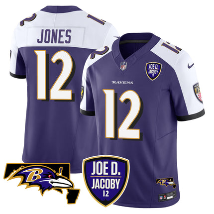 Men's Ravens Joe D & Jacoby Patch Vapor Limited Jersey - All Stitched