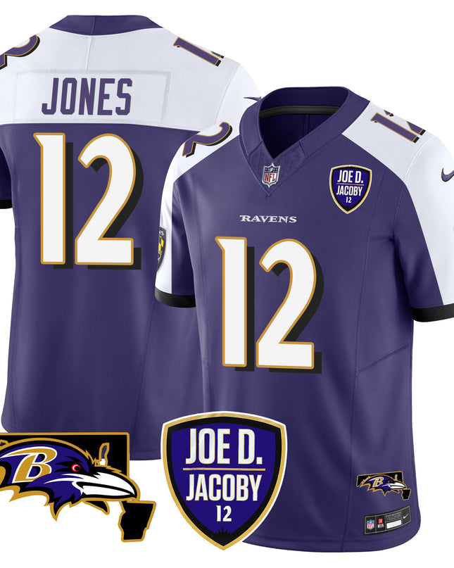 Men's Ravens Joe D & Jacoby Patch Vapor Limited Jersey - All Stitched