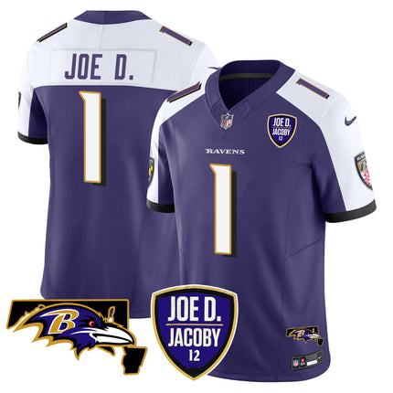 Men's Ravens Joe D & Jacoby Patch Vapor Limited Jersey - All Stitched
