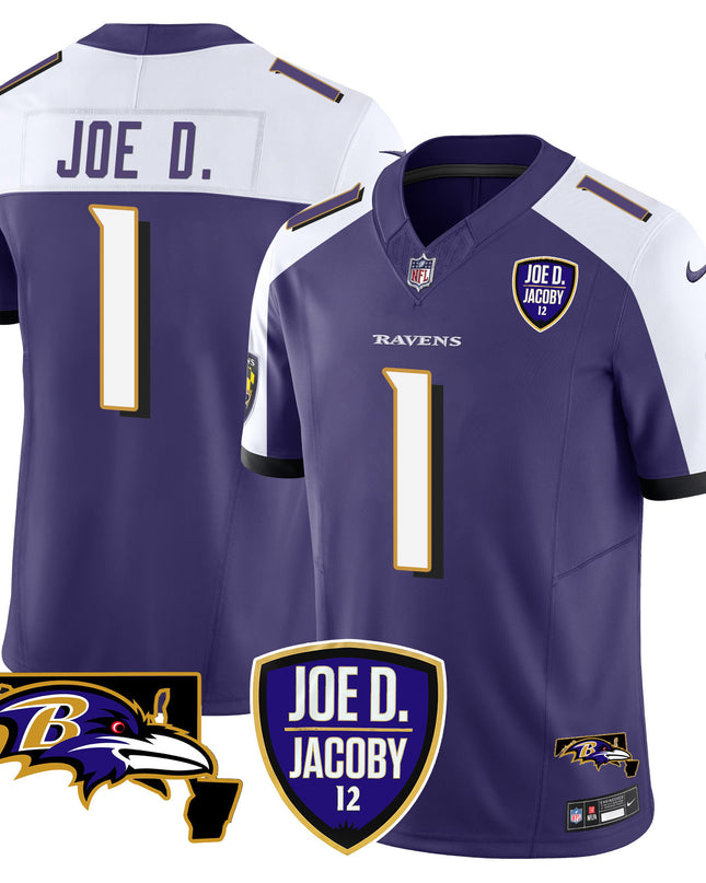Men's Ravens Joe D & Jacoby Patch Vapor Limited Jersey - All Stitched