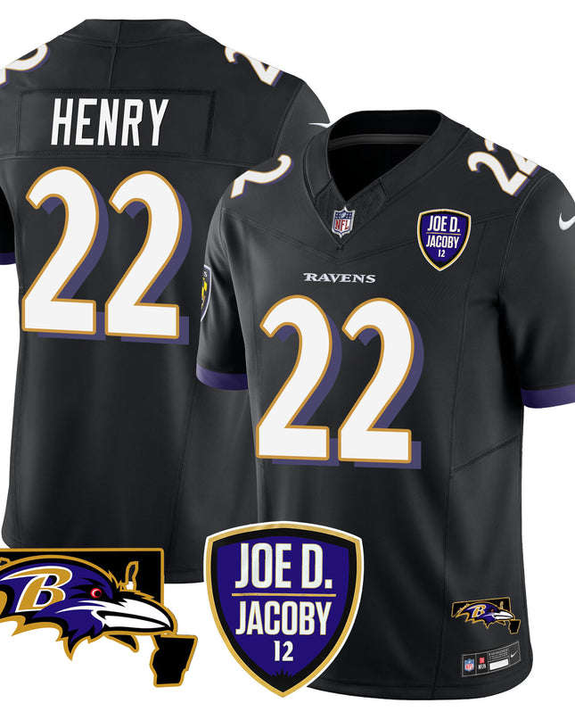 Men's Ravens Joe D & Jacoby Patch Vapor Limited Jersey - All Stitched