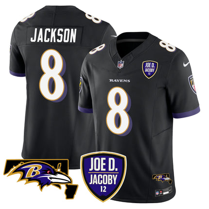 Men's Ravens Joe D & Jacoby Patch Vapor Limited Jersey - All Stitched