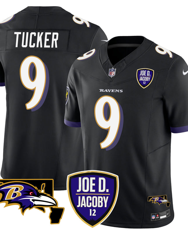 Men's Ravens Joe D & Jacoby Patch Vapor Limited Jersey - All Stitched