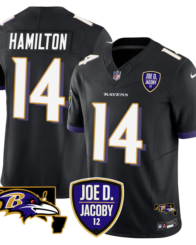 Men's Ravens Joe D & Jacoby Patch Vapor Limited Jersey - All Stitched