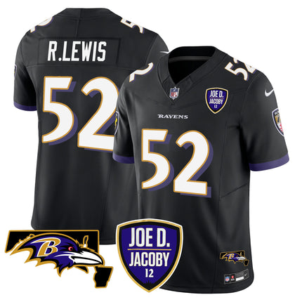Men's Ravens Joe D & Jacoby Patch Vapor Limited Jersey - All Stitched