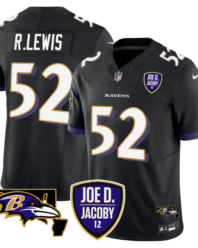 Men's Ravens Joe D & Jacoby Patch Vapor Limited Jersey - All Stitched