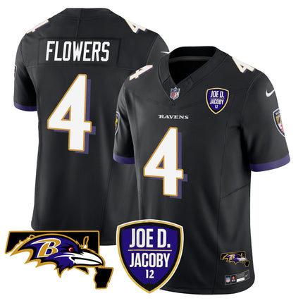 Men's Ravens Joe D & Jacoby Patch Vapor Limited Jersey - All Stitched