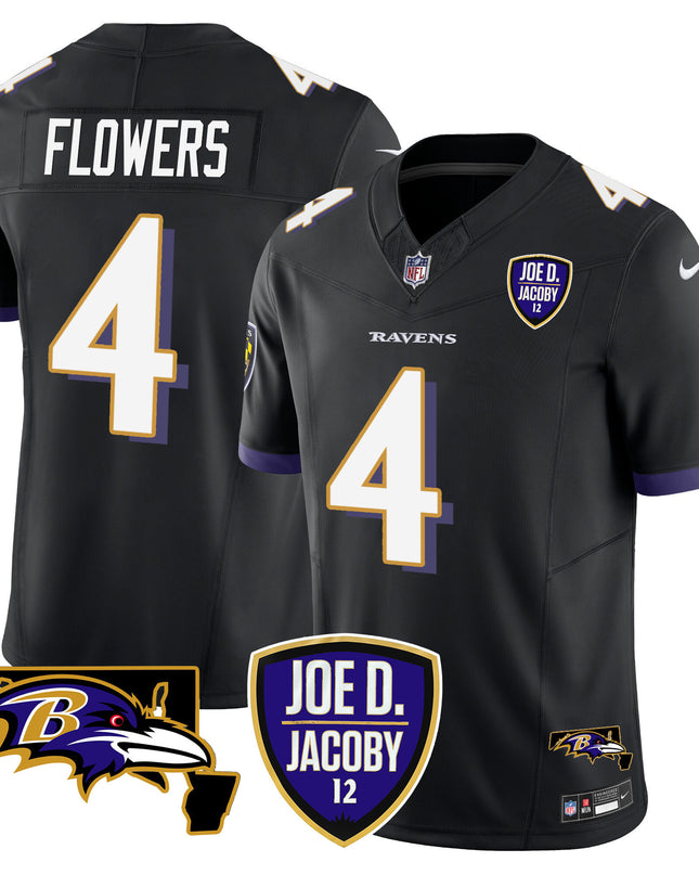 Men's Ravens Joe D & Jacoby Patch Vapor Limited Jersey - All Stitched