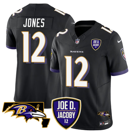 Men's Ravens Joe D & Jacoby Patch Vapor Limited Jersey - All Stitched