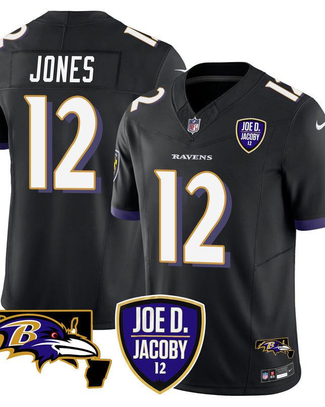 Men's Ravens Joe D & Jacoby Patch Vapor Limited Jersey - All Stitched