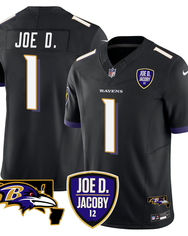 Men's Ravens Joe D & Jacoby Patch Vapor Limited Jersey - All Stitched
