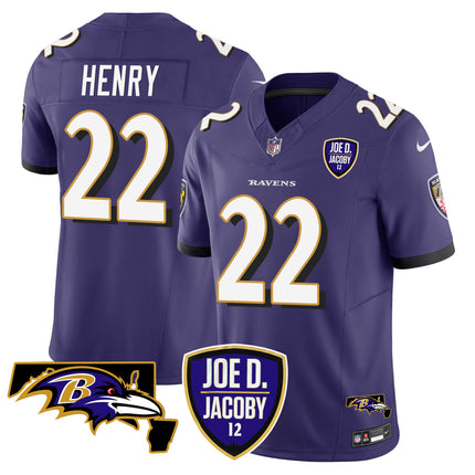 Men's Ravens Joe D & Jacoby Patch Vapor Limited Jersey - All Stitched