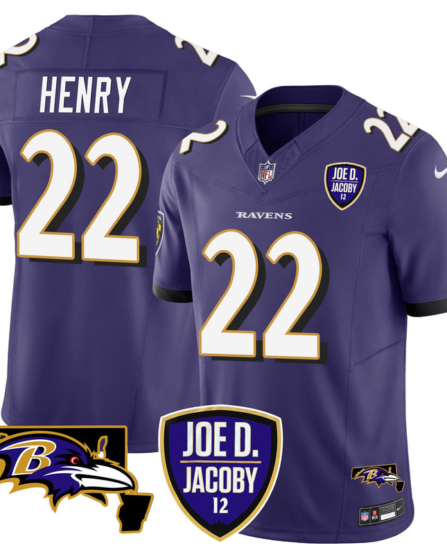 Men's Ravens Joe D & Jacoby Patch Vapor Limited Jersey - All Stitched