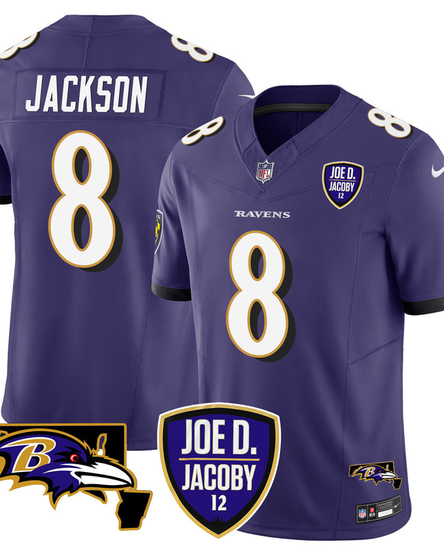 Men's Ravens Joe D & Jacoby Patch Vapor Limited Jersey - All Stitched