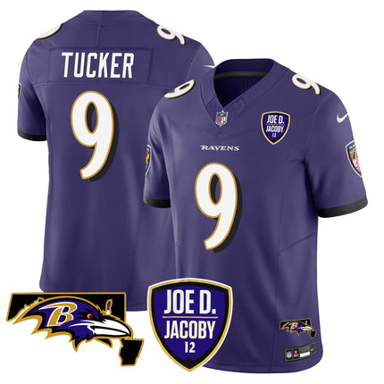 Men's Ravens Joe D & Jacoby Patch Vapor Limited Jersey - All Stitched