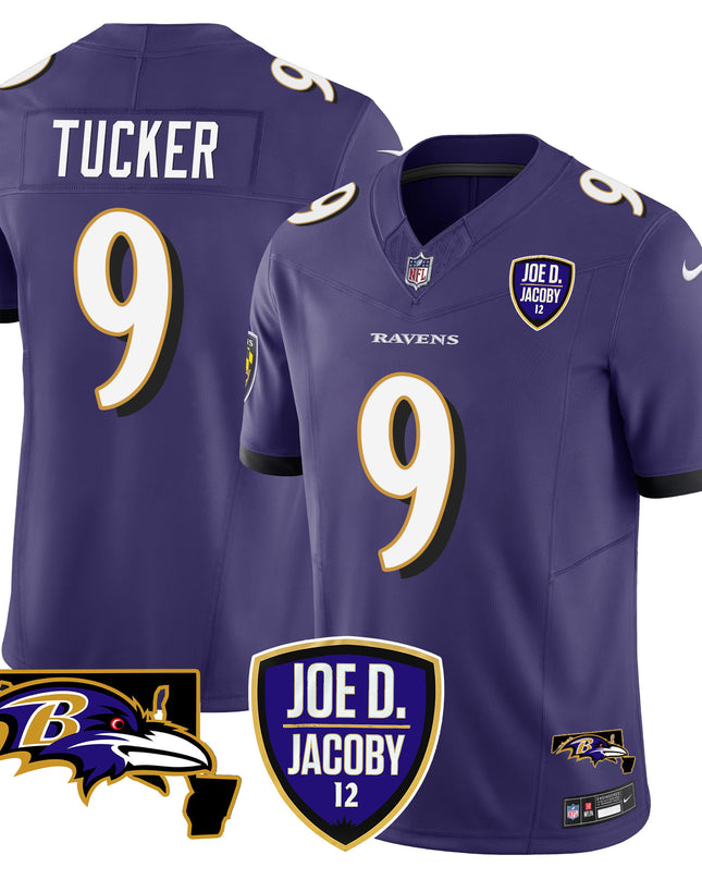 Men's Ravens Joe D & Jacoby Patch Vapor Limited Jersey - All Stitched