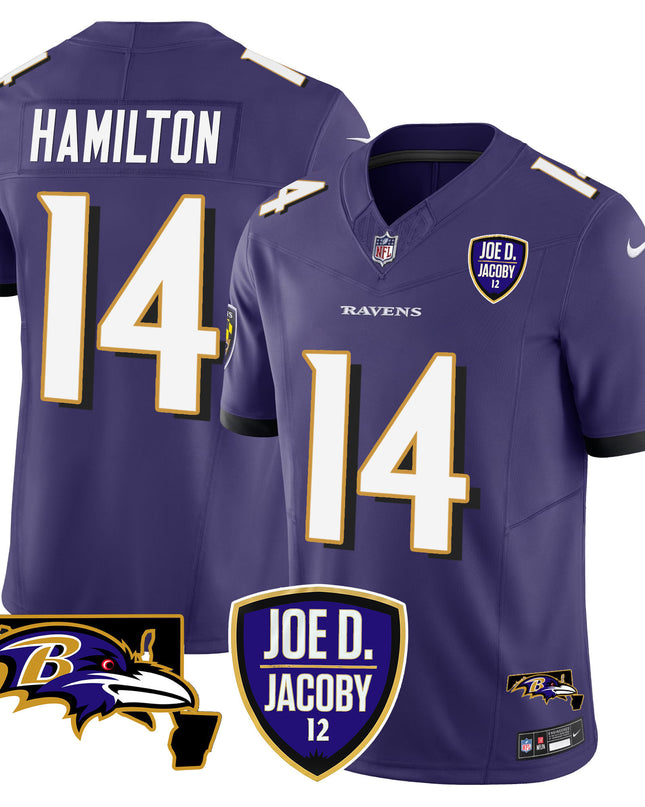 Men's Ravens Joe D & Jacoby Patch Vapor Limited Jersey - All Stitched