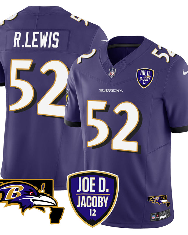 Men's Ravens Joe D & Jacoby Patch Vapor Limited Jersey - All Stitched