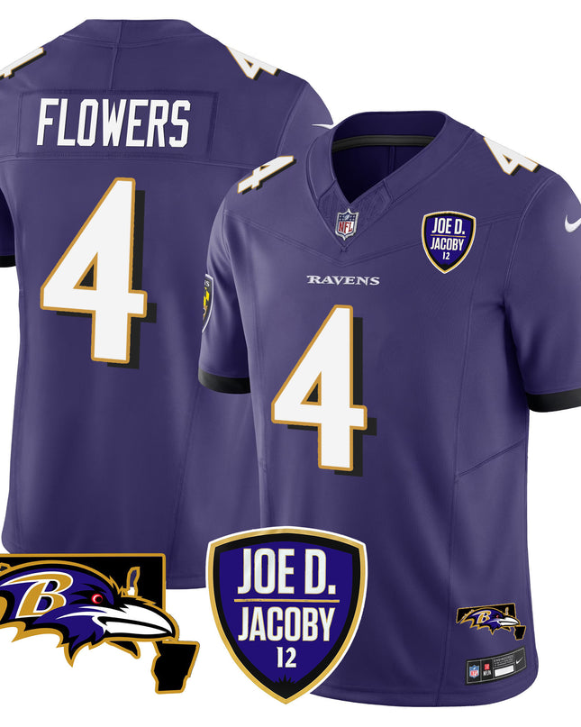 Men's Ravens Joe D & Jacoby Patch Vapor Limited Jersey - All Stitched