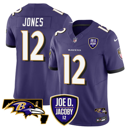 Men's Ravens Joe D & Jacoby Patch Vapor Limited Jersey - All Stitched