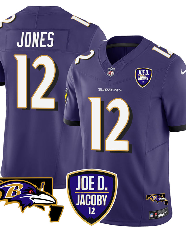 Men's Ravens Joe D & Jacoby Patch Vapor Limited Jersey - All Stitched