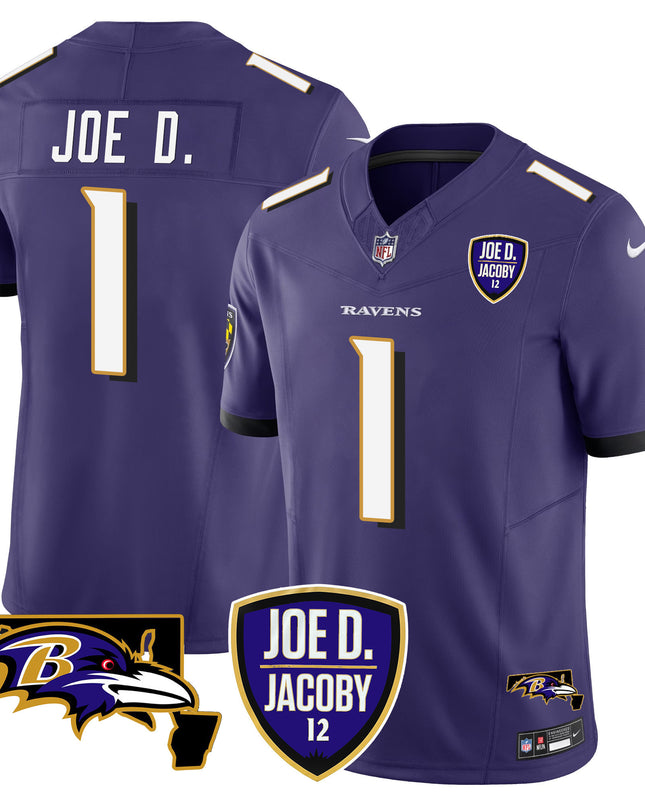 Men's Ravens Joe D & Jacoby Patch Vapor Limited Jersey - All Stitched