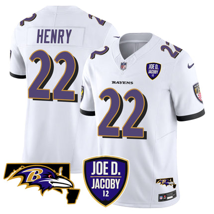 Men's Ravens Joe D & Jacoby Patch Vapor Limited Jersey - All Stitched