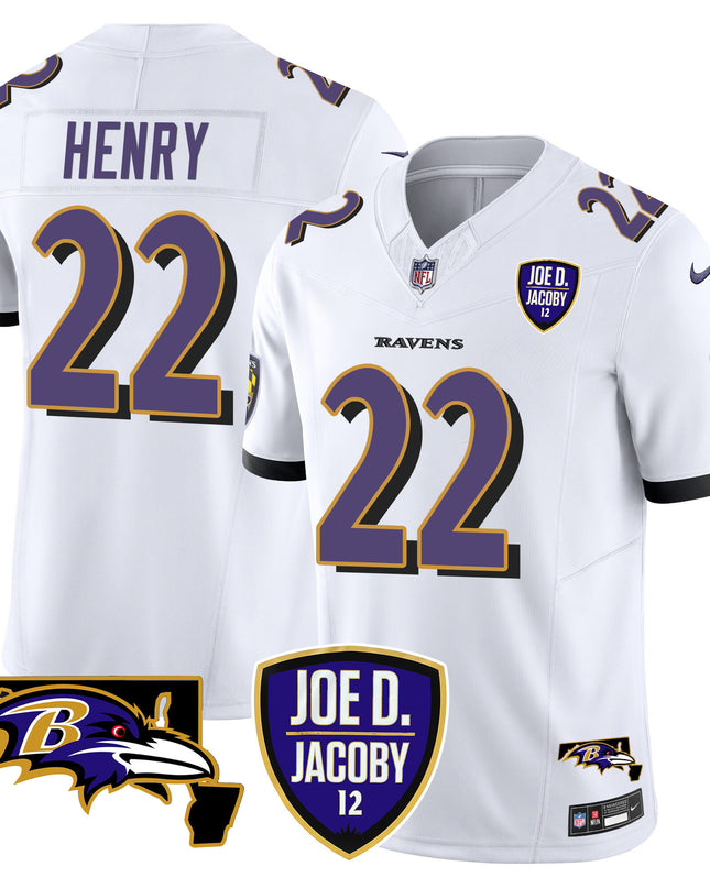Men's Ravens Joe D & Jacoby Patch Vapor Limited Jersey - All Stitched
