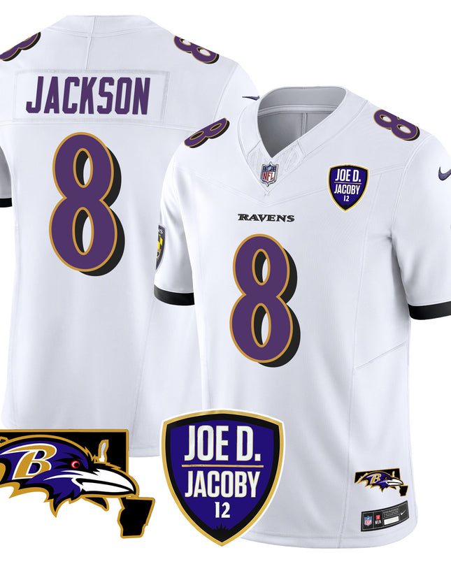 Men's Ravens Joe D & Jacoby Patch Vapor Limited Jersey - All Stitched