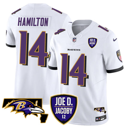 Men's Ravens Joe D & Jacoby Patch Vapor Limited Jersey - All Stitched