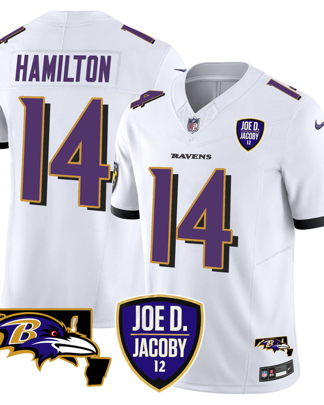 Men's Ravens Joe D & Jacoby Patch Vapor Limited Jersey - All Stitched