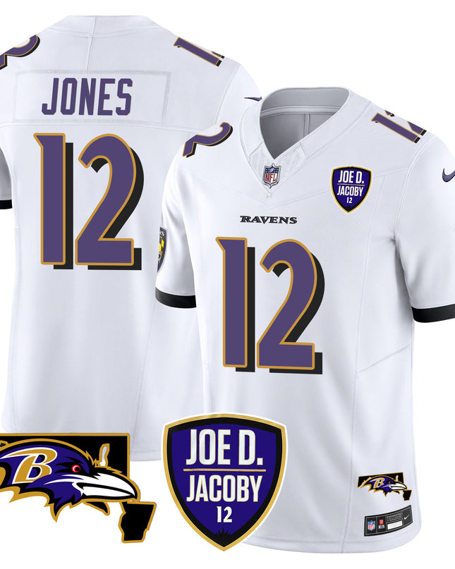 Men's Ravens Joe D & Jacoby Patch Vapor Limited Jersey - All Stitched