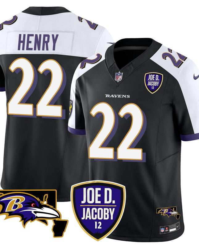 Men's Ravens Joe D & Jacoby Patch Vapor Limited Jersey - All Stitched