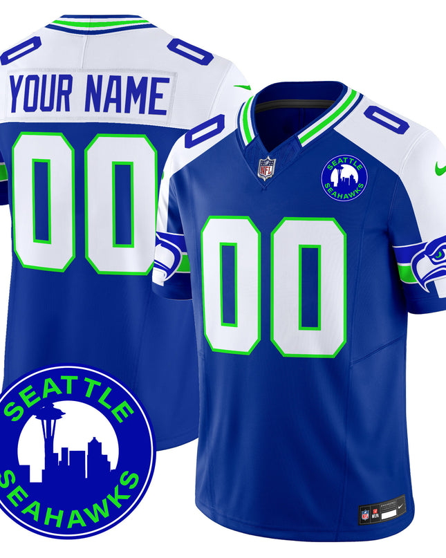 Seahawks 2024 Seattle City Patch Vapor Limited Custom Jersey - All Stitched