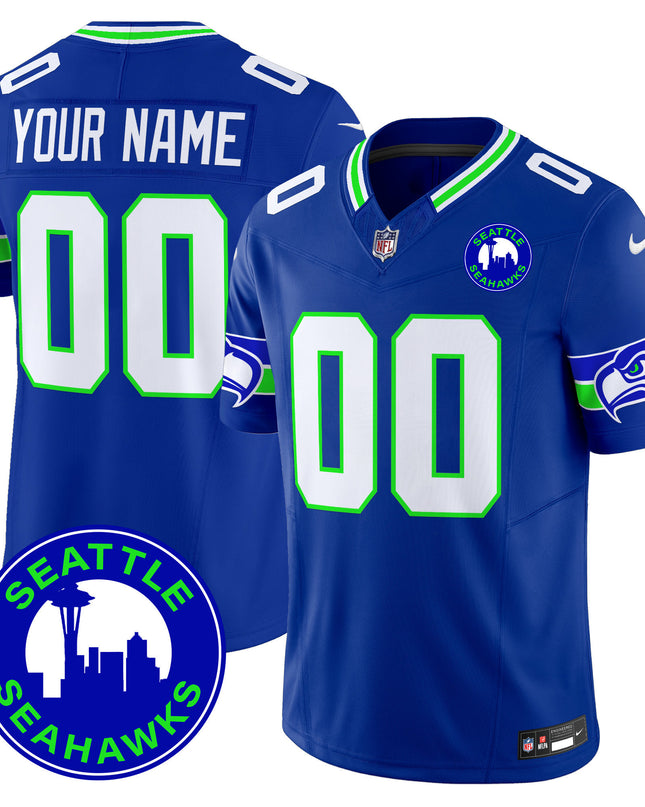 Seahawks 2024 Seattle City Patch Vapor Limited Custom Jersey - All Stitched