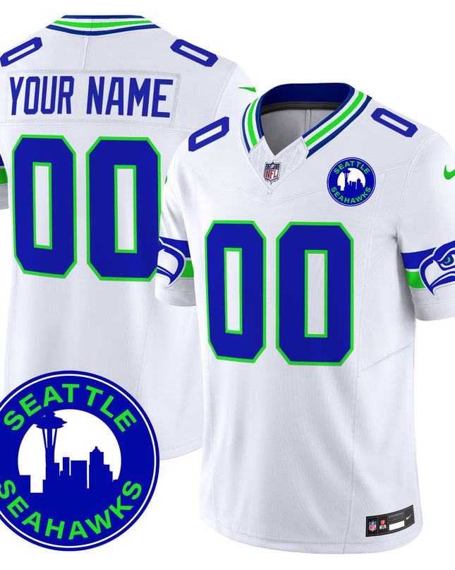 Seahawks 2024 Seattle City Patch Vapor Limited Custom Jersey - All Stitched