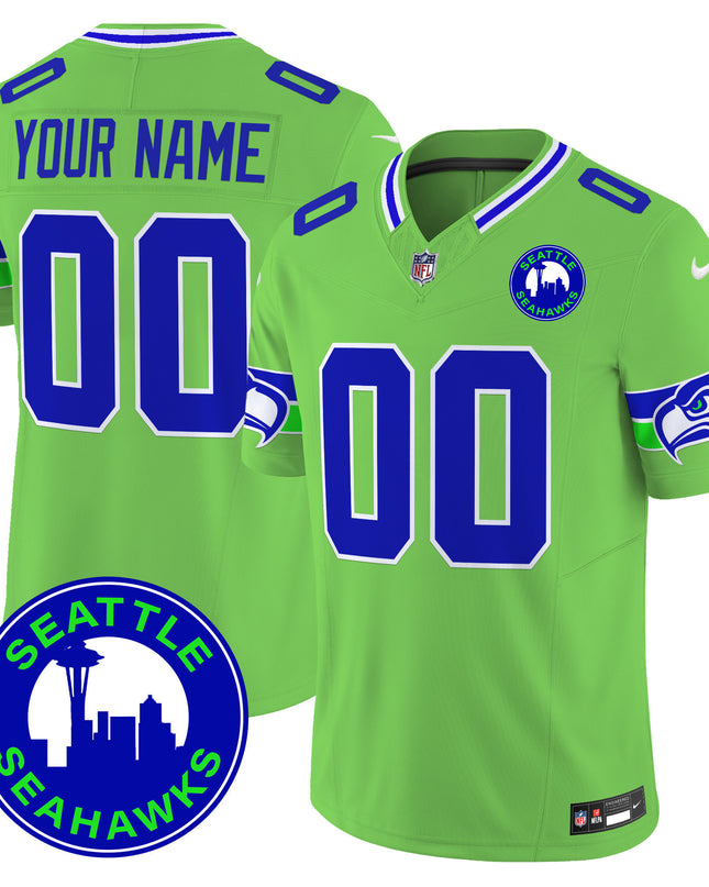 Seahawks 2024 Seattle City Patch Vapor Limited Custom Jersey - All Stitched