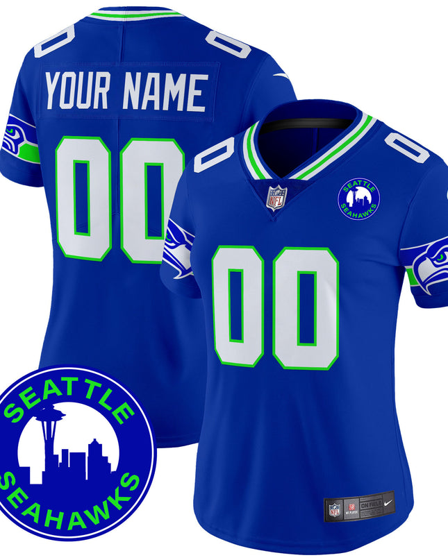Seahawks 2024 Seattle City Patch Vapor Limited Custom Jersey - All Stitched