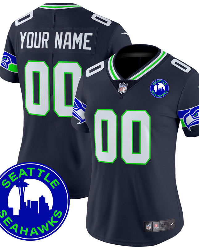 Seahawks 2024 Seattle City Patch Vapor Limited Custom Jersey - All Stitched