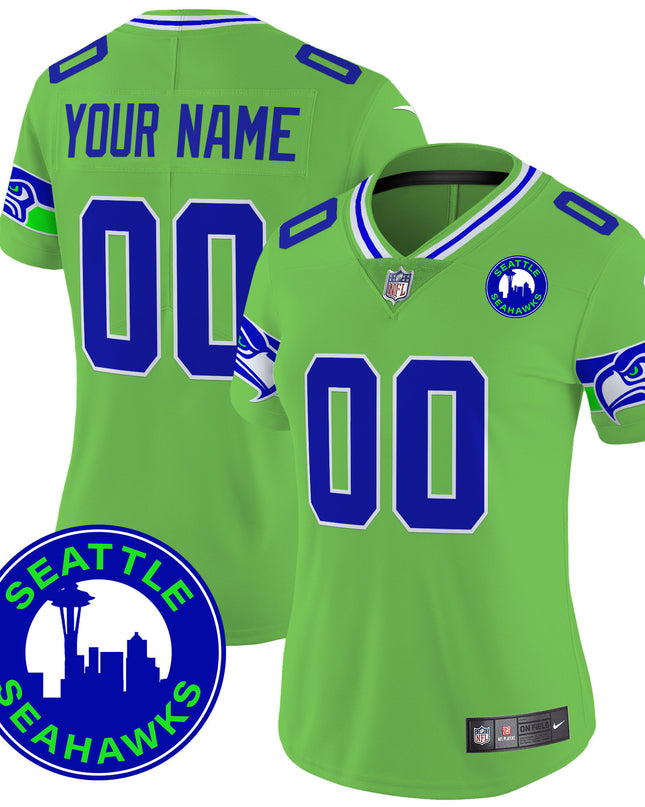 Seahawks 2024 Seattle City Patch Vapor Limited Custom Jersey - All Stitched