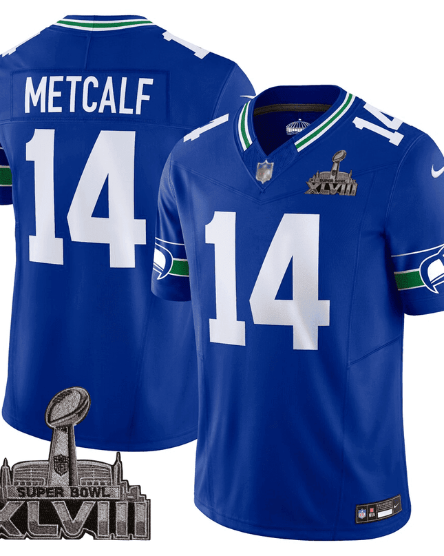 Men's Seattle Seahawks Jersey - SB XLVIII & Washington Home Patch